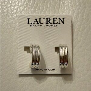 Lauren Ralph Lauren Shiny Silver Clip-On Earrings